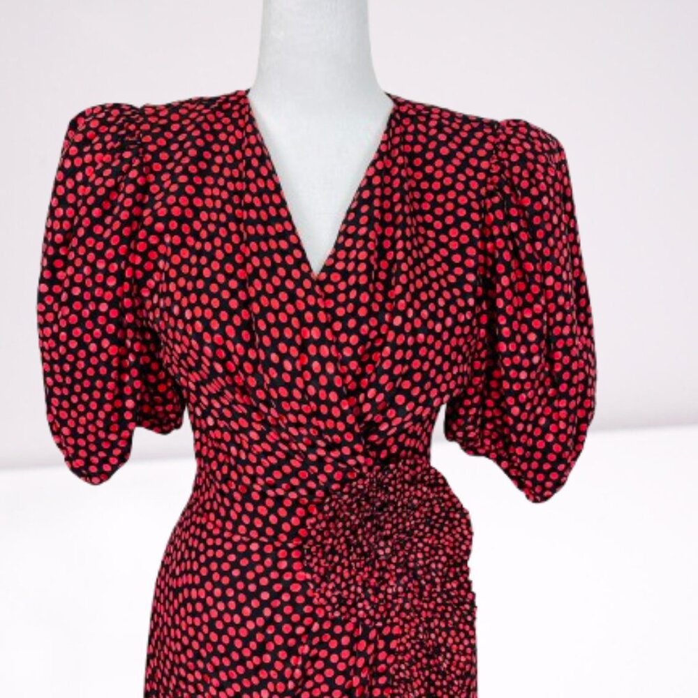 Albert Nipon Vintage Silk Wrap Ruffle Polka Dot D… - image 6